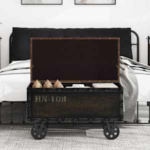 Klop za shranjevanje trden les in umetno usnje 80,5x41x50 cm