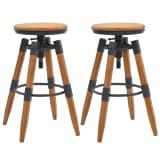 vidaXL Tabourets de bar réglables 2 pcs Bois de sapin 53,5 x 53,5 x 79 cm