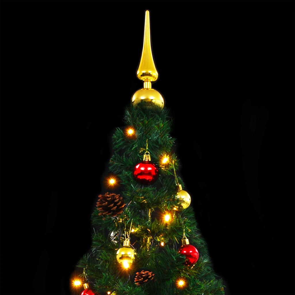 vidaXL Kunstkerstboom versierd met kerstballen en LED's 210 cm groen