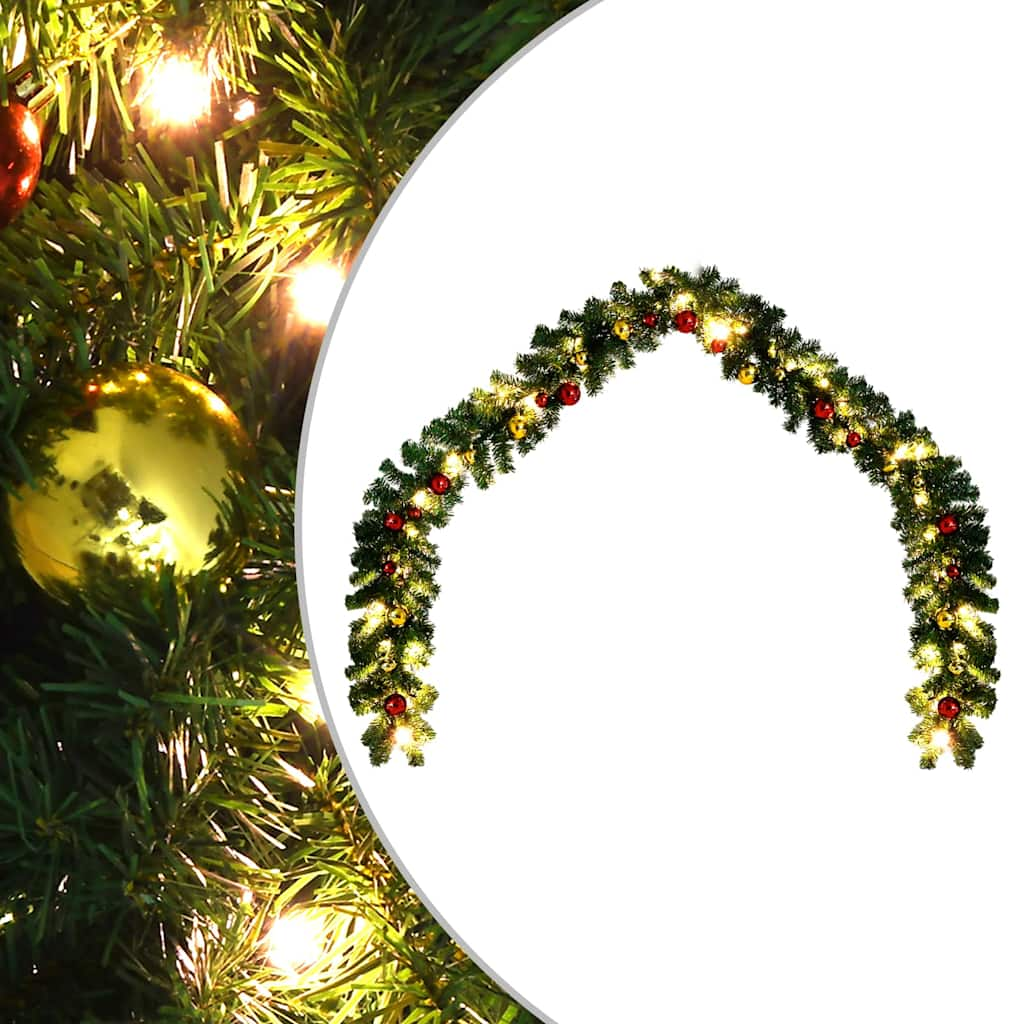 Photos - Other Jewellery VidaXL Christmas Garland Decorated with Baubles and LED Lights 16 ft 