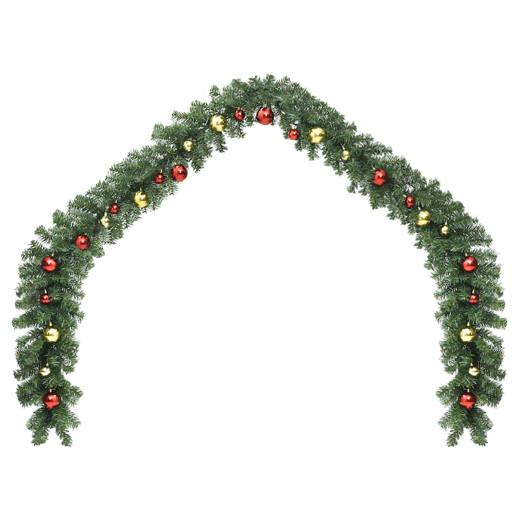 vidaXL Kerstslinger versierd met kerstballen en LED-lampjes 5 m afbeelding