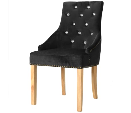 vidaXL Krzesła stołowe, 4 szt., czarne, lite drewno dębowe i aksamit