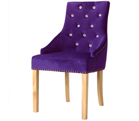 vidaXL Krzesła stołowe 4 szt., fioletowe, lite drewno dębowe i aksamit