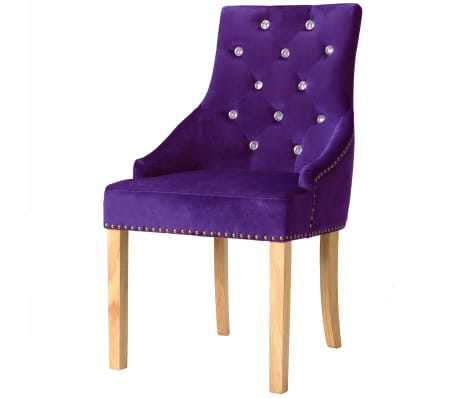 vidaXL Silla de comedor 6 unidades roble macizo y terciopelo morado