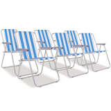 vidaXL Folding Camping Chairs 6 pcs Blue and White Steel
