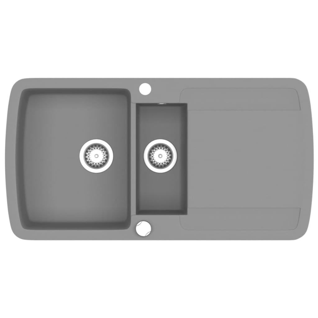 vidaXL Kuchyňský dřez dvojitý žulový šedý