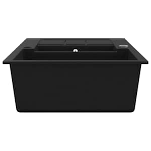 Kuchyňský dřez dvojitý žulový černý - obrázek 5