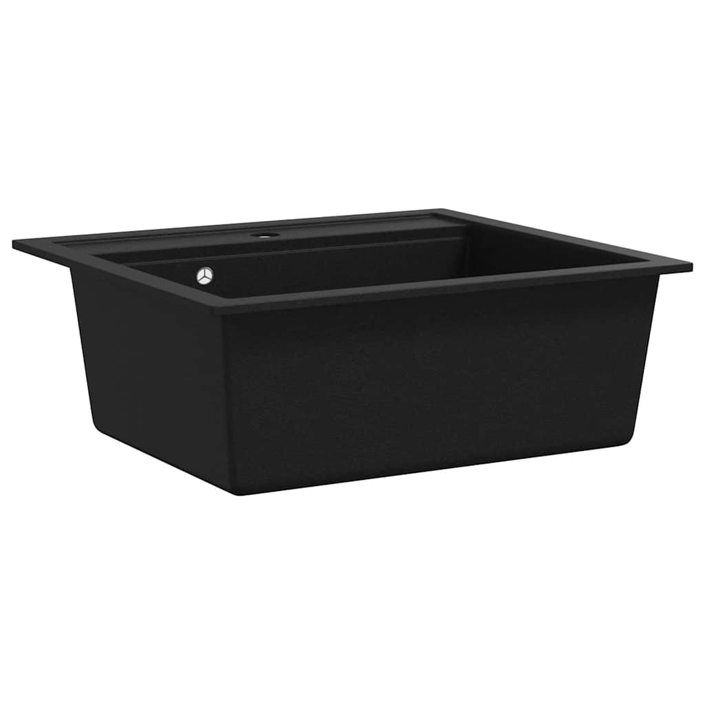 vidaXL Chiuvetă de bucătărie din granit cu o cuvă, negru