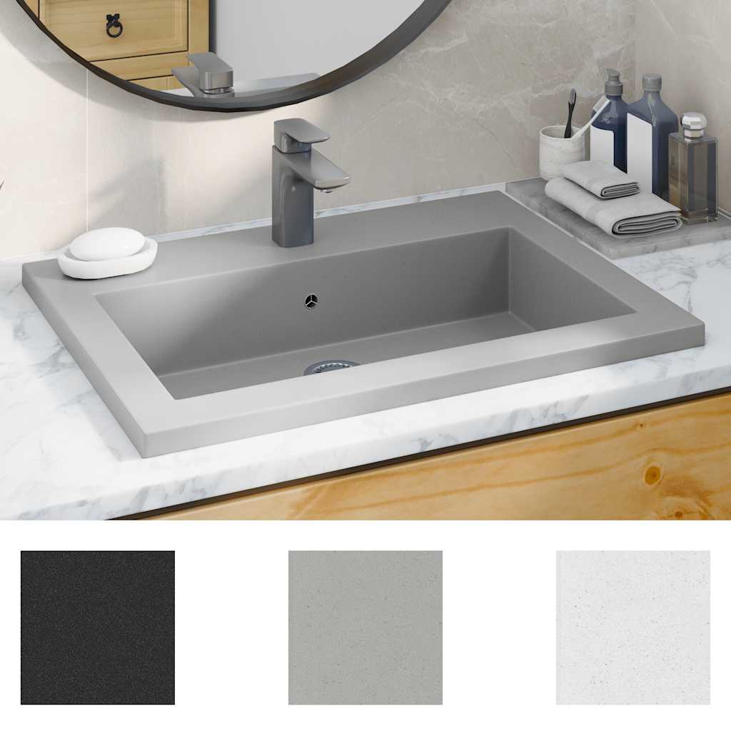 

vidaXL Wasbak 600x450x120 mm graniet grijs