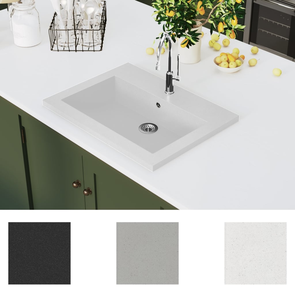 vidaXL Wasbak 600x450x120 mm graniet wit afbeelding