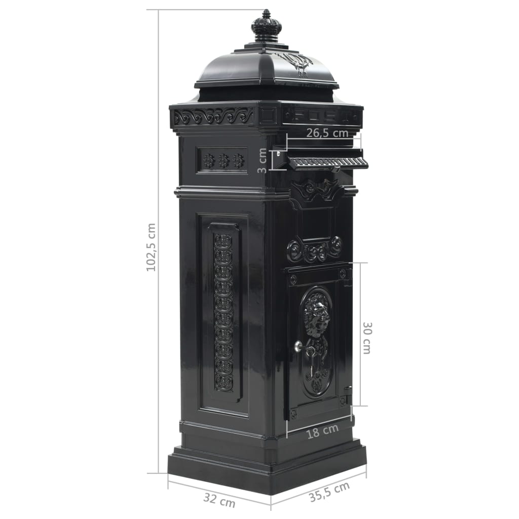 Pillar Letterbox Standing Mailbox Aluminium Vintage Style Multi Colours vidaXL - Picture 7 of 45