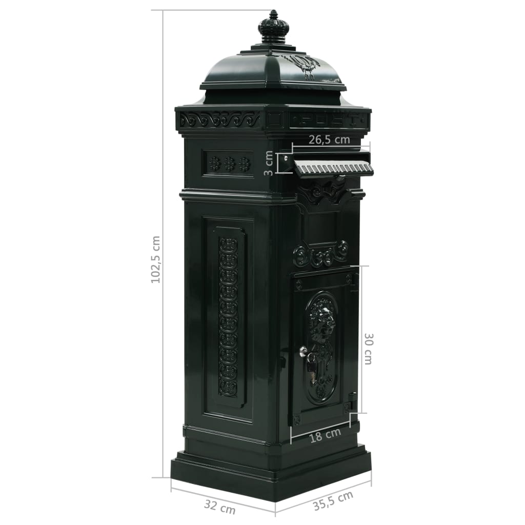 Pillar Letterbox Standing Mailbox Aluminium Vintage Style Multi Colours vidaXL - Picture 27 of 45