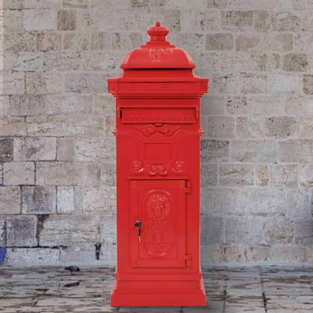 vidaXL Cutie poștală stâlp, aluminiu, stil vintage, inoxidabil, roșu vidaxl.ro
