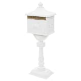 vidaXL Caixa correio pedestal vintage alumínio inoxidável branco