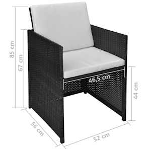 3dílný bistro set polyratan a akáciové dřevo černý - obrázek 9