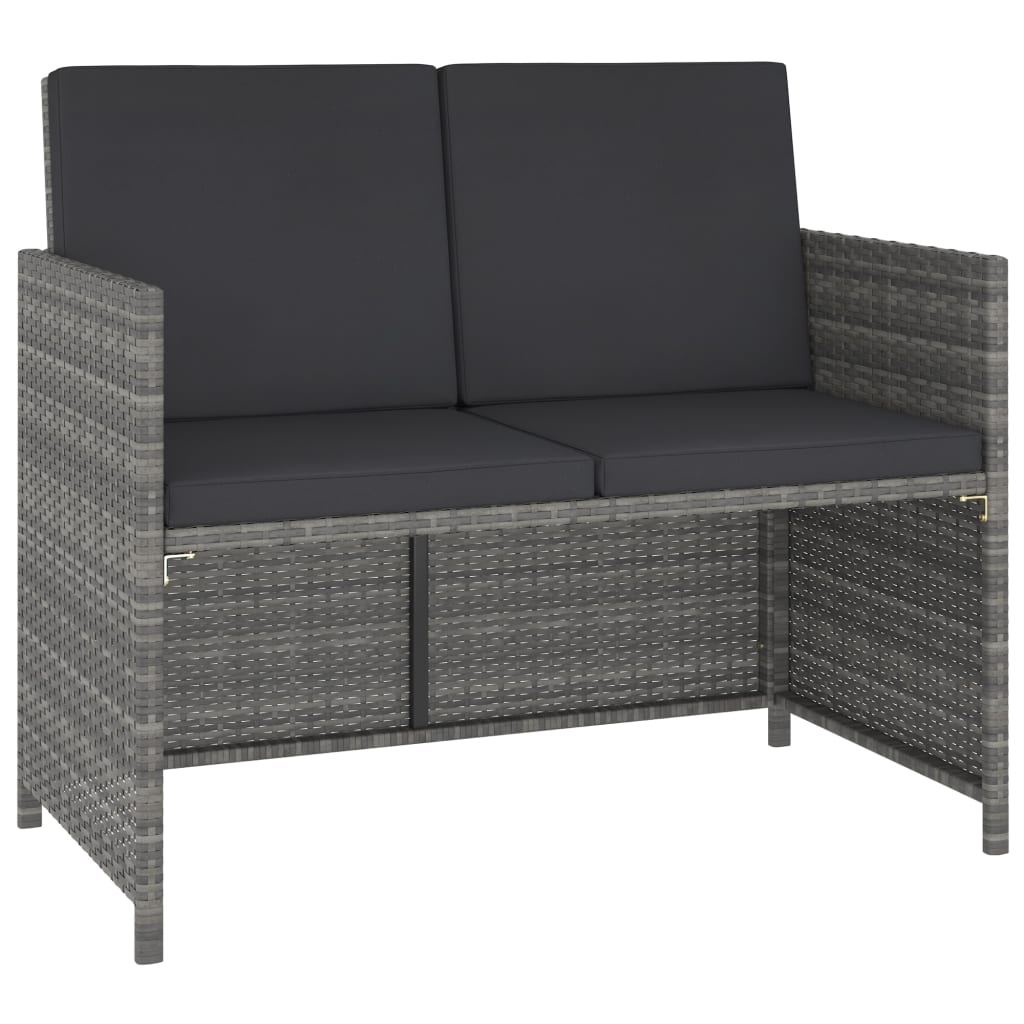 vidaXL 6-delige Tuinset met kussens poly rattan grijs afbeelding