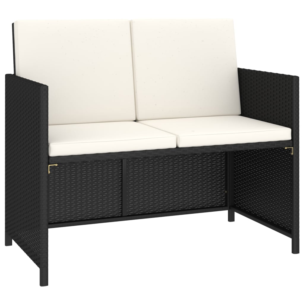 vidaXL Set mobilier de exterior, 6 piese negru, poliratan, lemn acacia