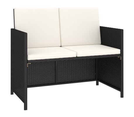 vidaXL Set mobilier de exterior, 6 piese negru, poliratan, lemn acacia