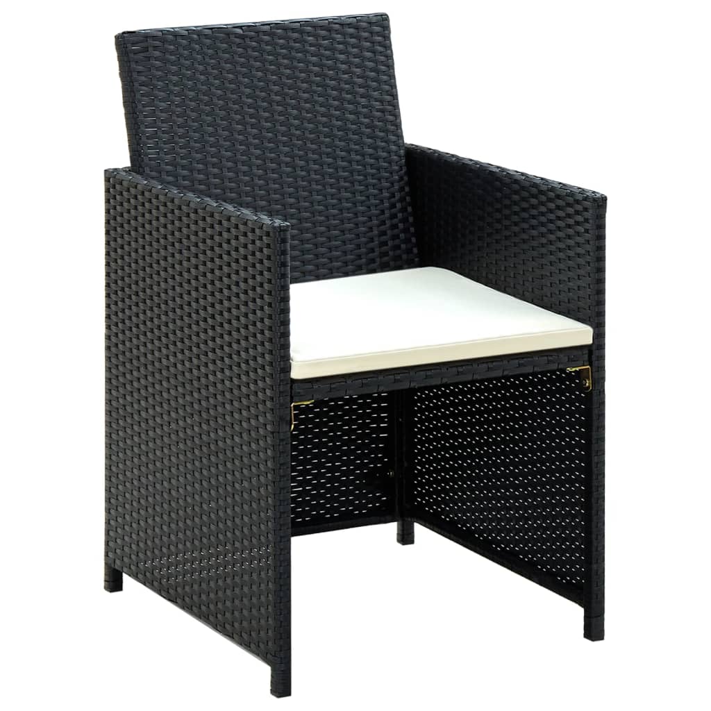 

vidaXL 4-delige Loungeset met kussens poly rattan zwart