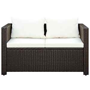3dílný bistro set s poduškami hnědý polyratan hnědý - obrázek 3