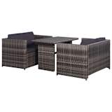 vidaXL Set mesa y sillas jardín 3 pzas y cojines ratán sintético gris