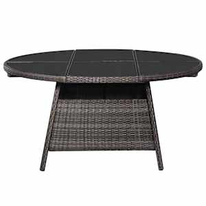 vidaXL Sodo stalas, pilkas, 150x74cm, poliratanas