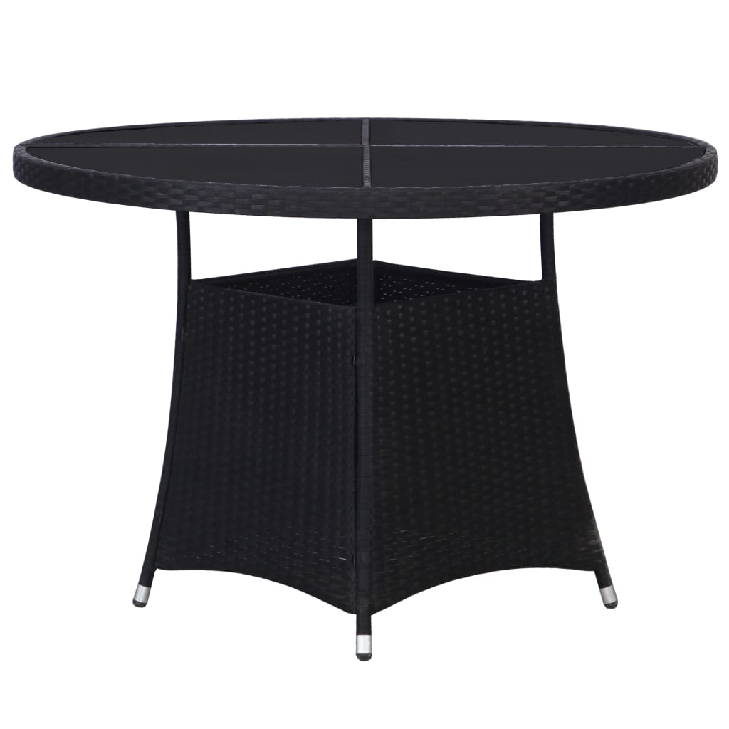 vidaXL 7 Piece Outdoor Dining Set with Cushions Poly Rattan Black