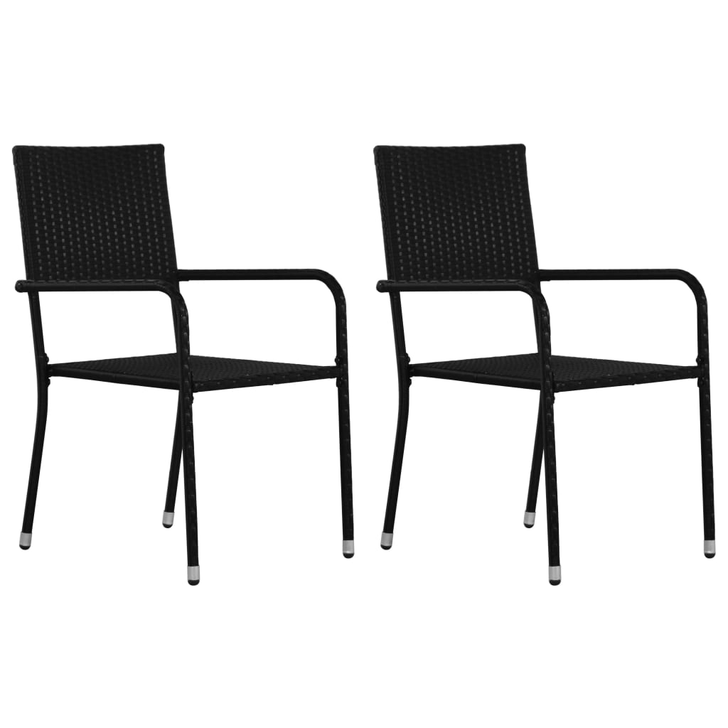 Image of vidaXL Outdoor Dining Chairs 2 pcs Poly Rattan Black