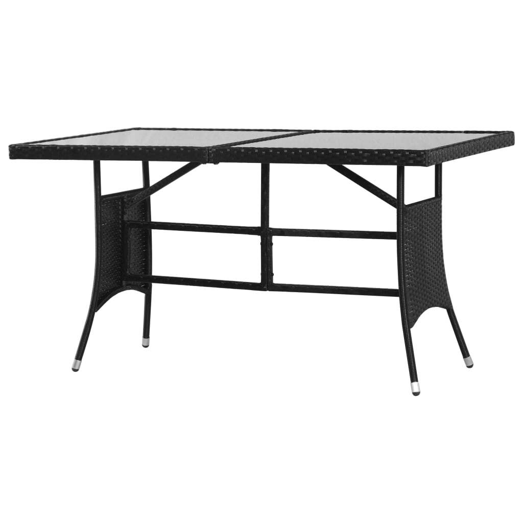 vidaXL Table de jardin Noir 140x80x74 cm Résine tressée