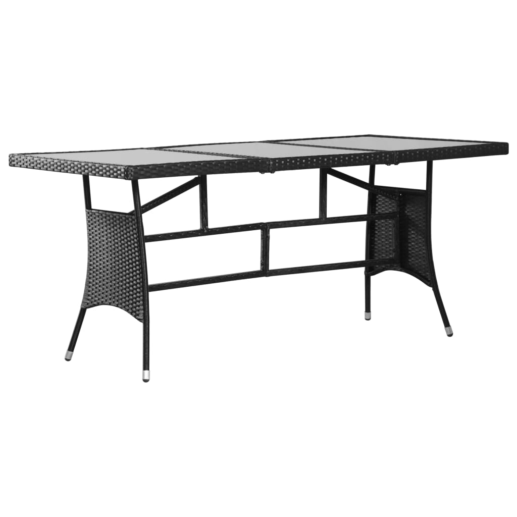 

vidaXL Patio Table Black 70"x31.5"x29.1" Poly Rattan