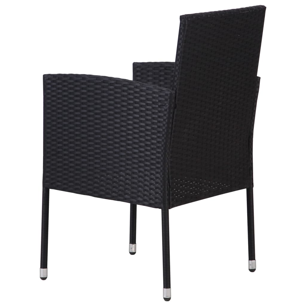 2 db fekete polyrattan kerti szék 
