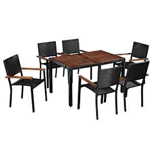 vidaXL 7-osaline aiam&ouml;&ouml;blikomplekt, pol&uuml;rotang, akaatsia, must