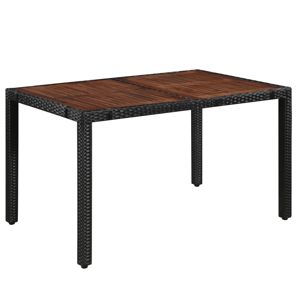 vidaXL 7-delige Tuinset poly rattan en acaciahout zwart afbeelding