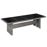 vidaXL Mesa de comedor de jardín ratán sintético y vidrio 240x90x74 cm