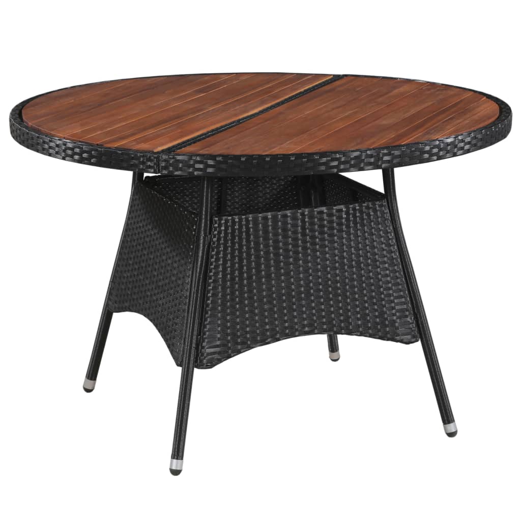 

vidaXL 7-delige Tuinset poly rattan en acaciahout zwart