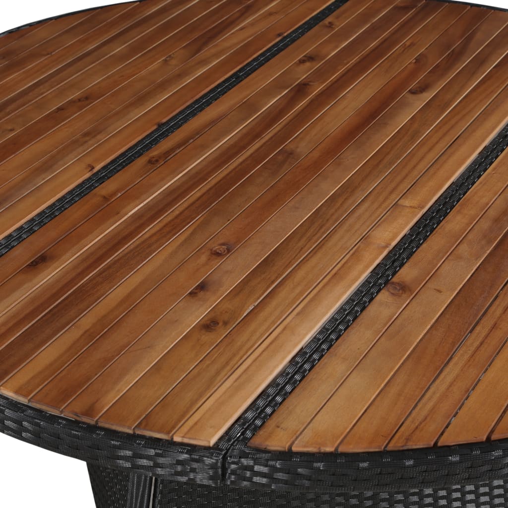 vidaXL Patio Table 59"x29.1" Poly Rattan and Solid Acacia Wood