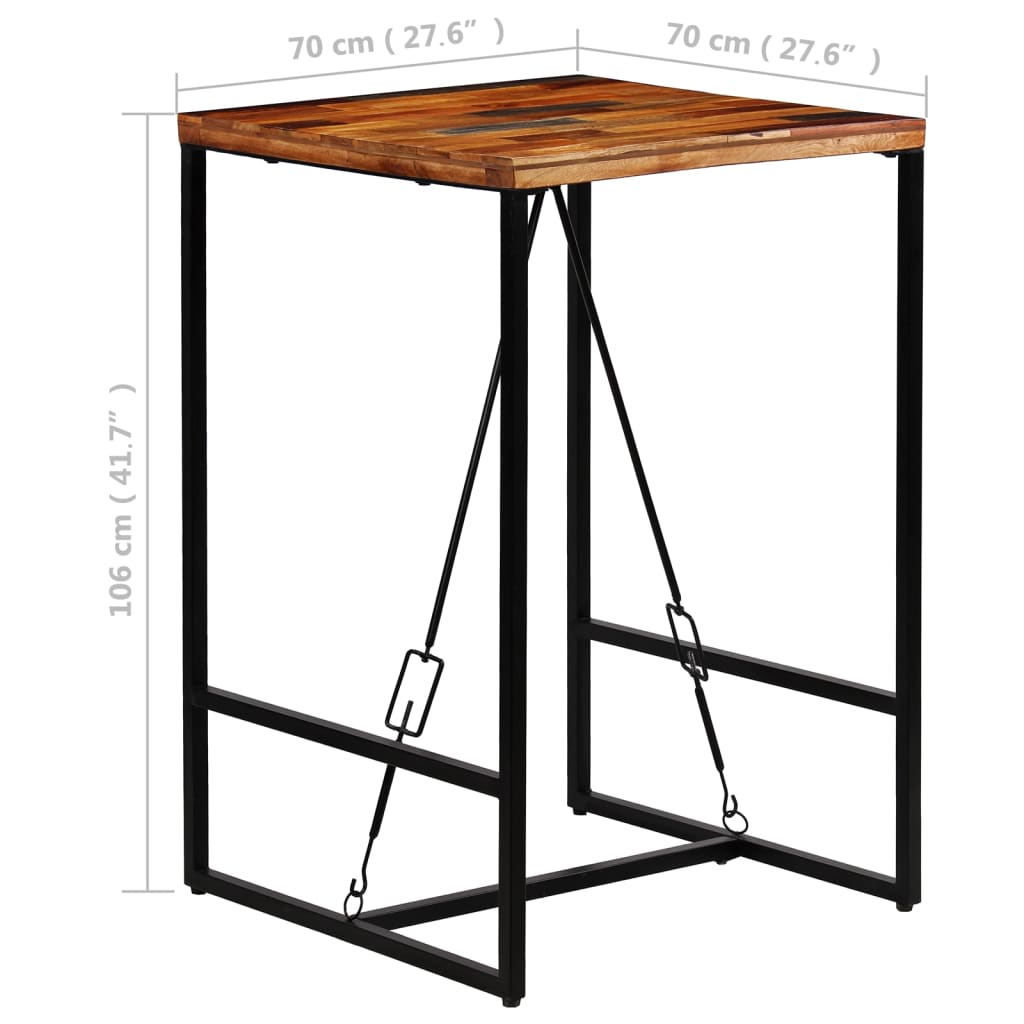 Barski stol od masivnog obnovljenog drva 70 x 70 x 106 cm