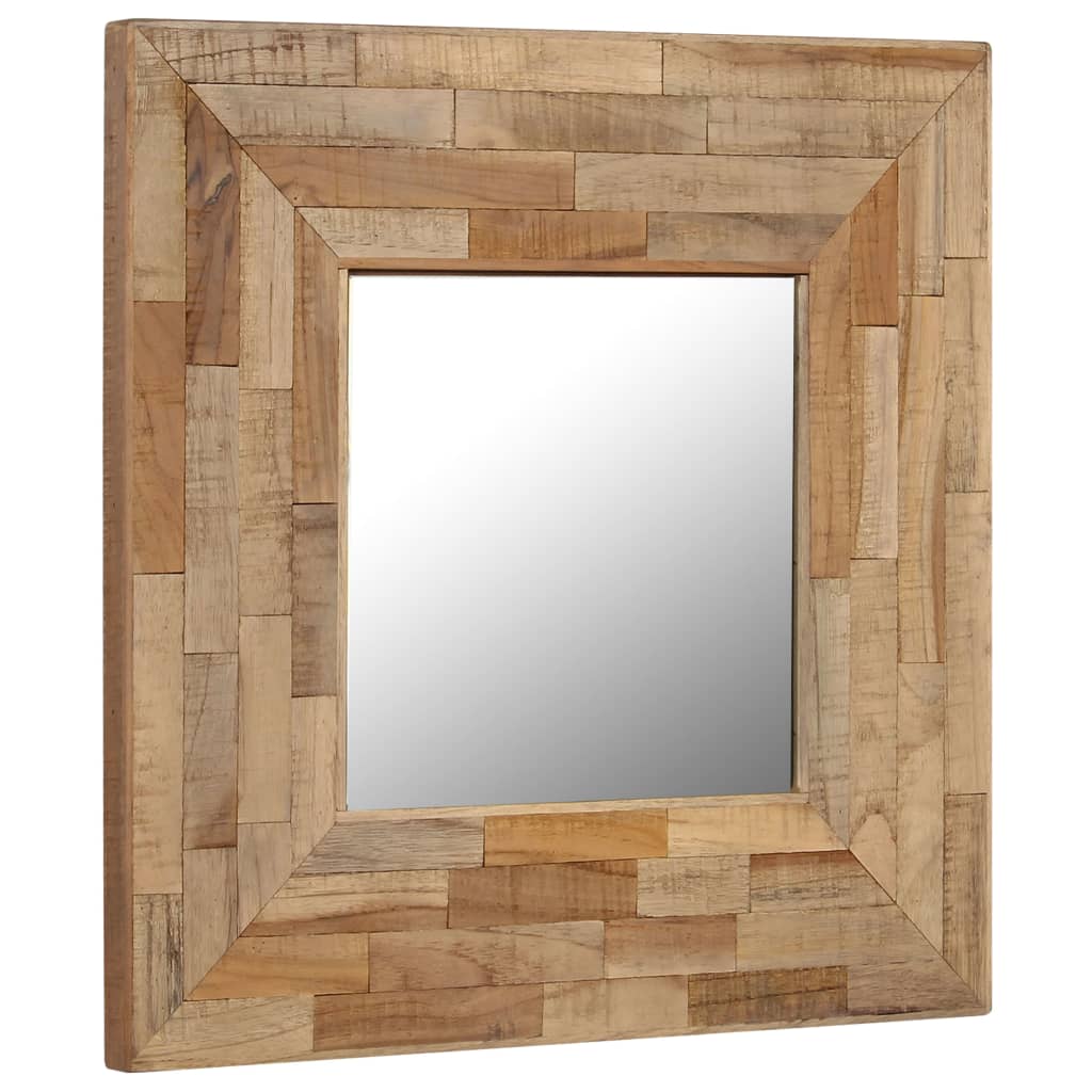 vidaXL Oglindă, 50 x 50 cm, lemn de tec reciclat