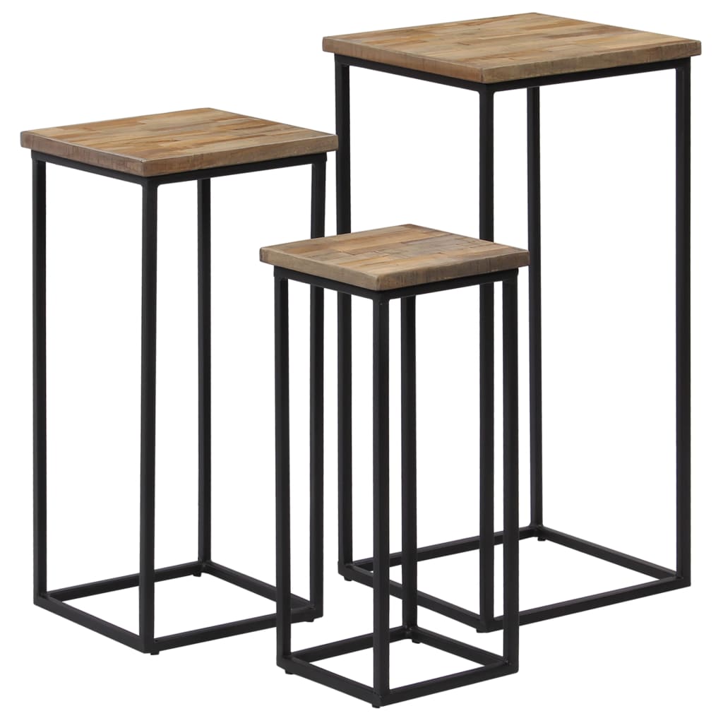 vidaXL Beistelltisch-Set 3-tlg. Recyceltes Teak