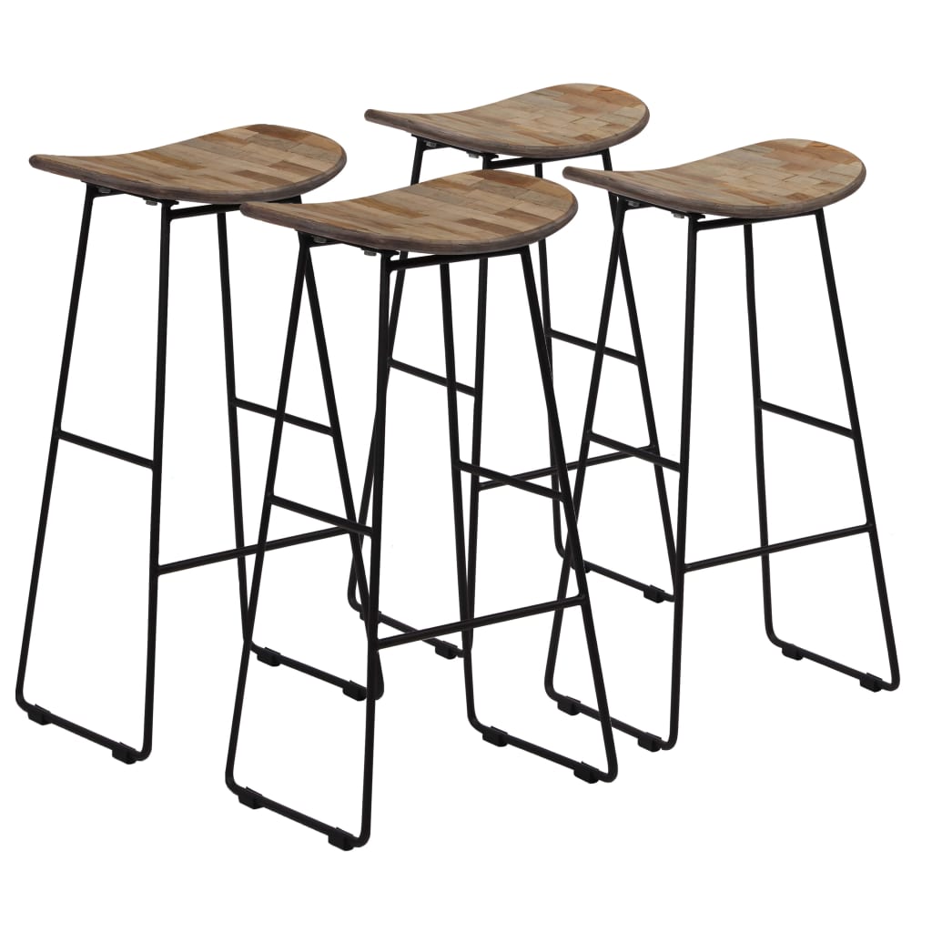 Chaises de bar lot de 4 teck recyclé