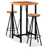 vidaXL Bar Set 3 Pieces Solid Sheesham and Reclaimed Wood