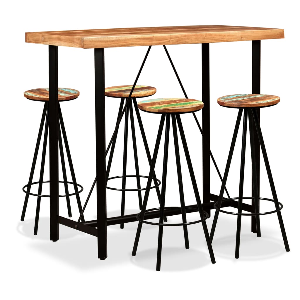 vidaXL Set mobilier bar, 5 piese, lemn masiv acacia și lemn reciclat poza vidaxl.ro