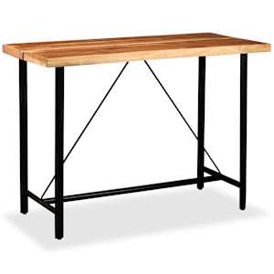 vidaXL Barsett 7 stk. Gegnheill Akas&iacute;uvi&eth;ur og Ekta Le&eth;ri