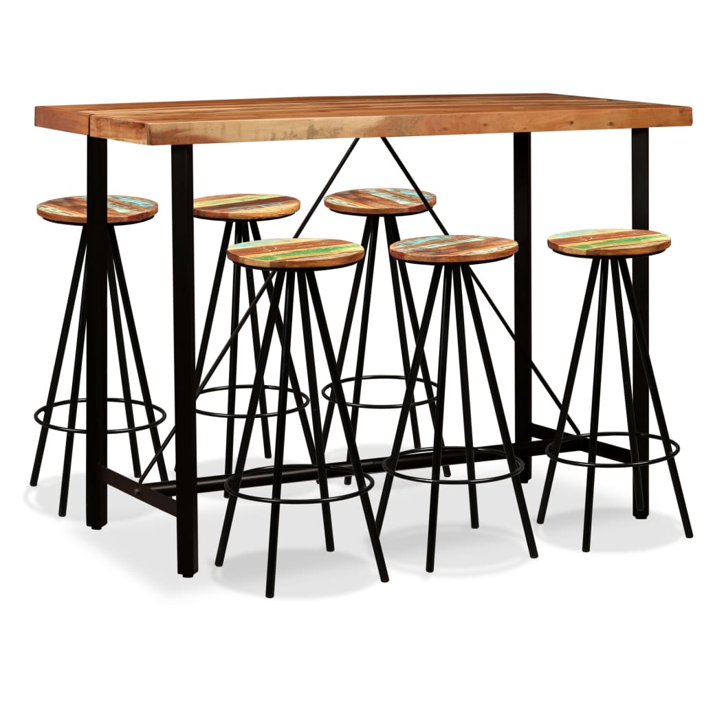 vidaXL Set mobilier bar, 7 piese, lemn masiv acacia și lemn reciclat vidaXL
