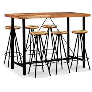 Barska garnitura 7-delna trden akacijev les in predelan les