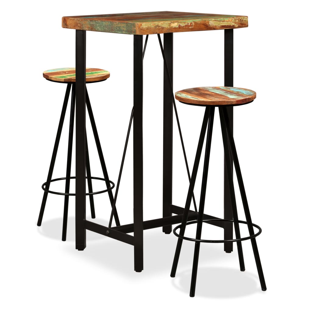 vidaXL Set mobilier de bar, 3 piese, lemn masiv reciclat vidaXL imagine noua 2022