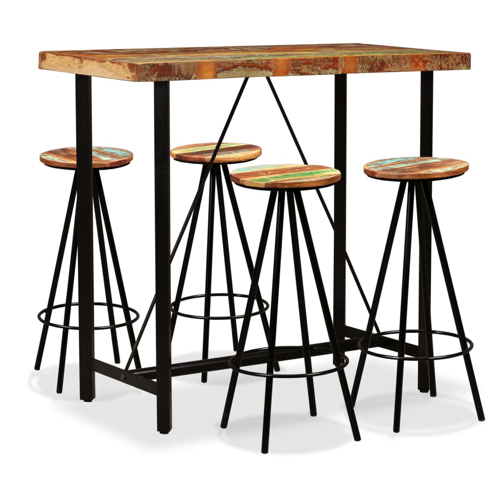vidaXL Set mobilier de bar, 5 piese, lemn masiv reciclat vidaXL imagine noua 2022