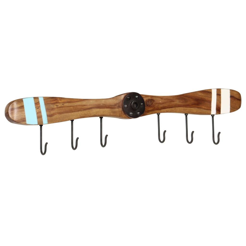 

vidaXL Wall-Mounted Coat Rack 6 Hooks Solid Sheesham Wood 42.5''x2.4"x7.5"