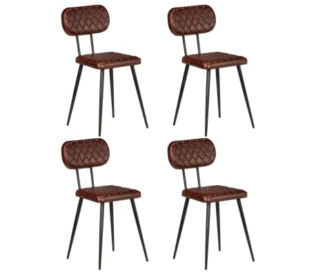 vidaXL Chaises de salle à manger 4 pcs Marron Cuir véritable | vidaXL.fr