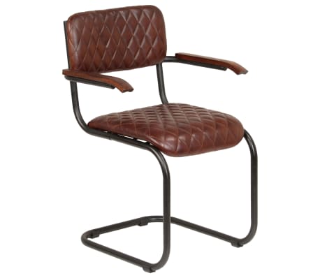 vidaXL Krzesła z podłokietnikami, 2 szt., brązowe, prawdziwa skóra